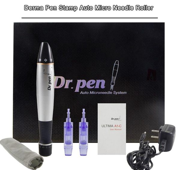 A1-C Dr Caneta Derma Pen Sistema Microneedle Comprimentos de Agulhas Ajustáveis ​​0.25mm-3.0mm Dermapen Elétrico + 10pcs 12 Cartucho de Agulha