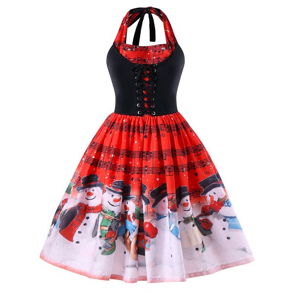 

kenancy 5xl christmas plus size music notes halter dress, Black;gray