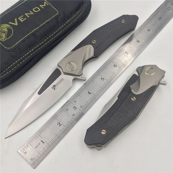 

KEVIN JOHN VENOM ATTACKER Folding Ball bearing Flipper Knife M390 Titanium carbon fiber camp hunt survival outdoor knives tools