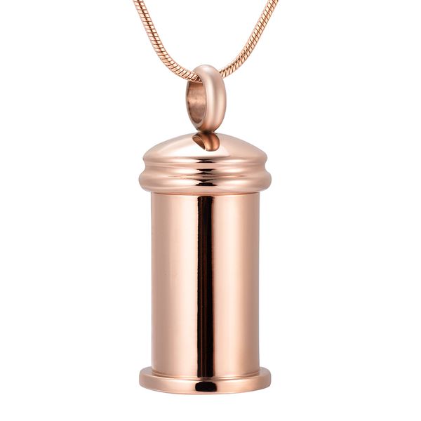 

ijd9895 stainless steel rose gold cylinder bottle cremation for ashes urn memorial necklace memorial keepsake pendants jewelry for gift, Silver