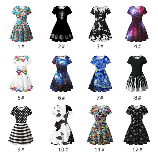

2018 new 12 styles women vintage style star print pinup swing evening party rockabilly retro dress casual dresses women's clothing, White