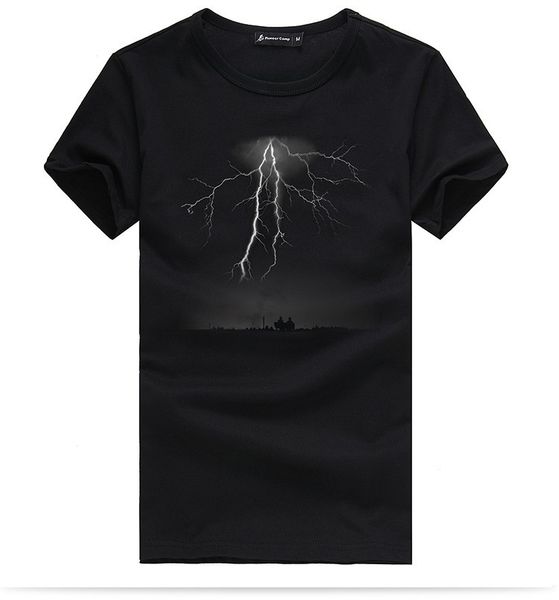 

knitted o-neck lightning printed t-shirt men black t shirt mens fashion men t shirts casual brand clothing cotton 3d tshirt, White;black