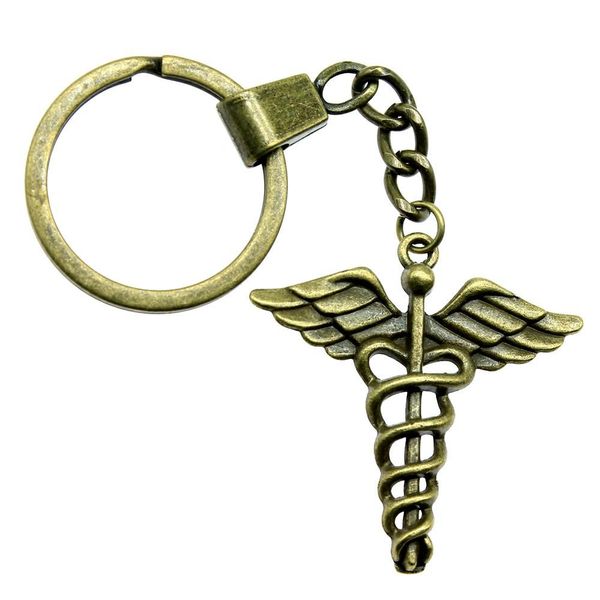 

6 шт. брелок женщины брелки мода брелки для мужчин caduceus медицинский символ 40x40mm, Slivery;golden