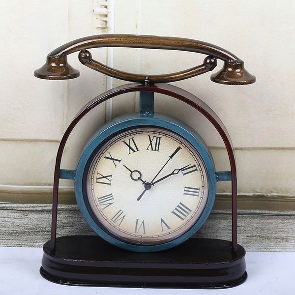 

tuda 12inch european industrial style table clock creative phone metal table clock office living room decoration
