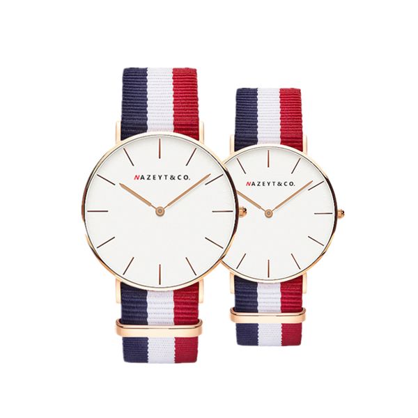 

fashion lovers bauhaus brand casual simple design couple watch gift for students multi-color stripestyle watch, Slivery;brown
