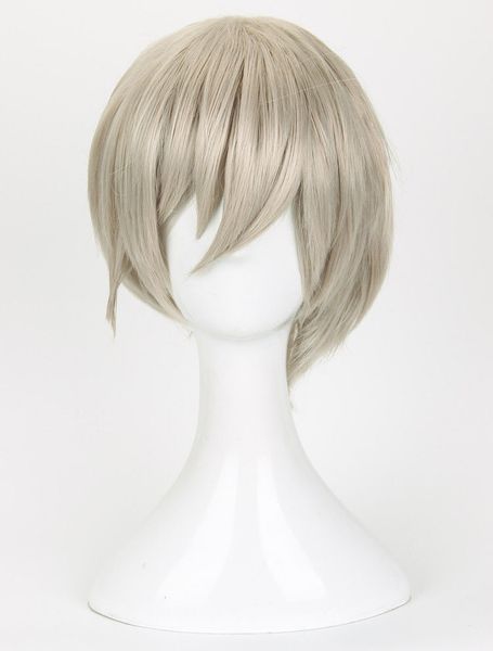 

seraph of the end hiiragi shinya wig styled short gray cosplay wig, Black;brown
