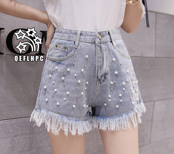 

denim shorts broad leg pants women's clothing women's jeans casual fashion clothes cowboy pants denim shorts wathet hole ripped a5, Blue