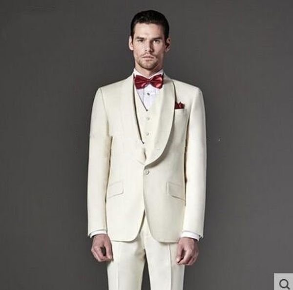 

customize design ivory 3 piece suit men wedding tuxedos excellent groom tuxedos men business dinner prom blazer(jacket+pants+tie+vest) 872, Black;gray