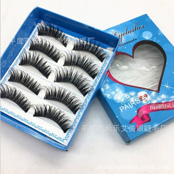 

5pairs makeup thick false eyelashes cross naturally slim false eyelashes thick stage makeup smoked big eyes fake eyelashes