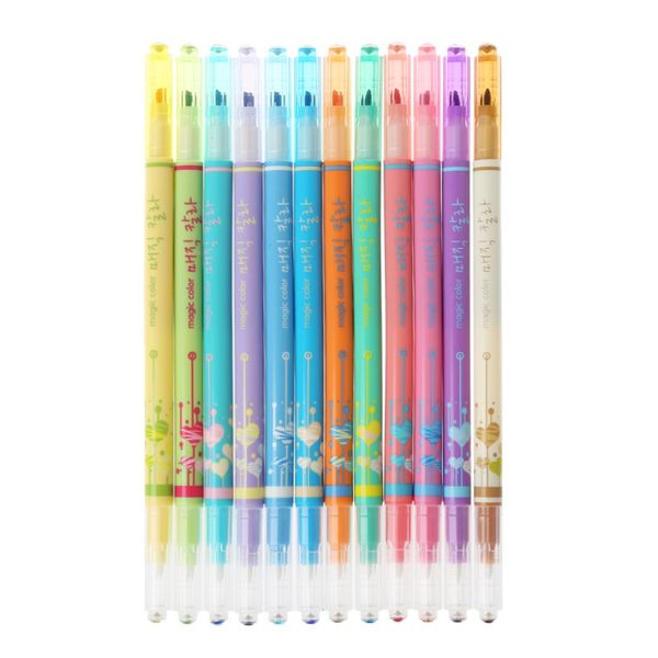 

diamond highlighter double change color magic graffiti marker pen school supply