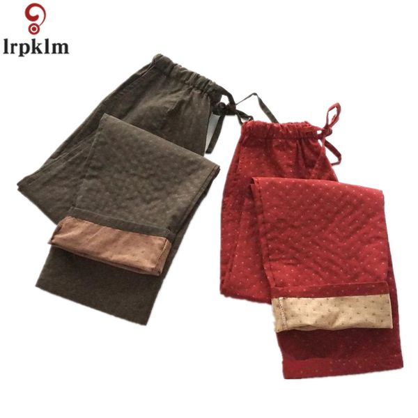 

pajamas leisure pants cotton thick trousers spring autumn sleeping pant pajama night wear trouser 2018 adjustable waist jw288, Black;red