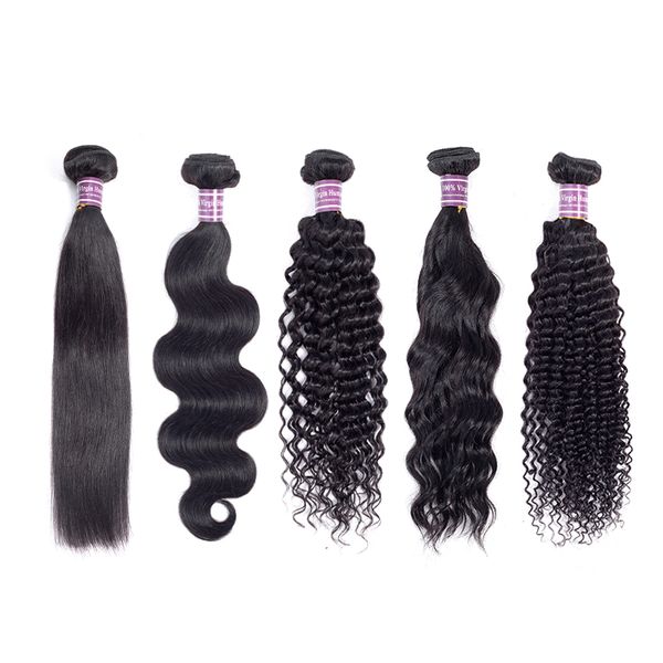 

wholesale brazilian straight hair weaves body water deep wave hair bundles unprocessed peruvian kinky curly human hair extensions bundles, Black