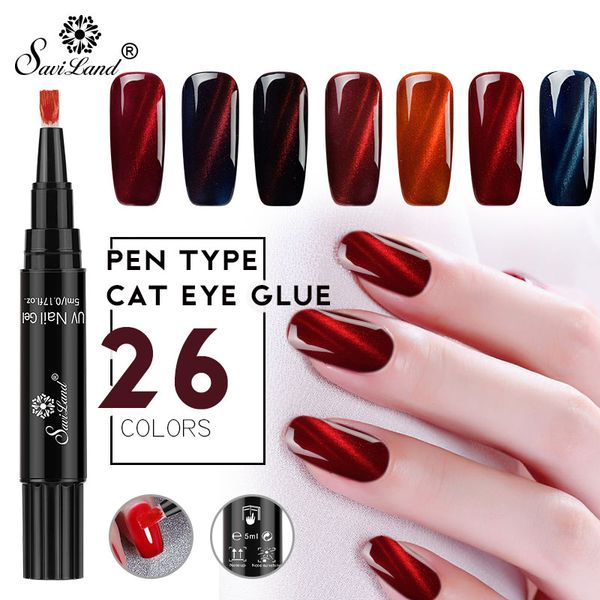

saviland cat eye gel polish pen 3d diy magnetic red fire magnetic soak off uv gel manicure nail art varnish, Red;pink
