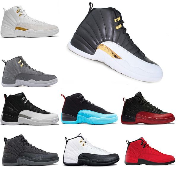 

air jordan retro 12 aj12 nike оптовые дешевые баскетбольные туфли кроссовки 12s wings быки unc шерсть французские голубые такси мужчины спор, White;red