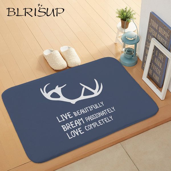 

blrisup nordic style antler pattern doormat cartoon anti-slip dust-proof floor mat kitchen carpets bedroom bathroom door mat