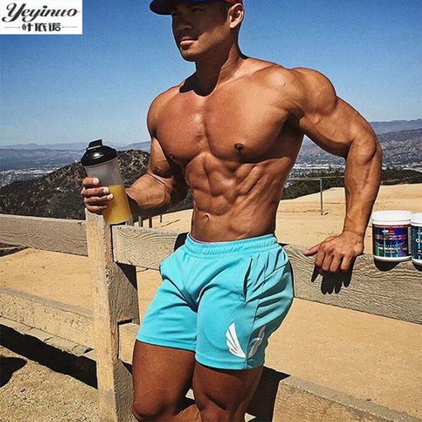 

fashion brand men gyms shorts fitness summer bodybuilding short pants kneel length beach pants elastic waist striped, White;black