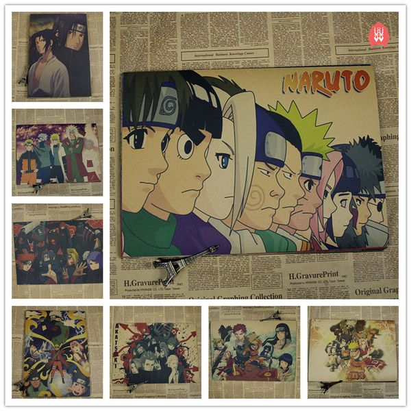 

vintage anime cartoon uzumaki naruto poster bar kids room home decor comics naruto retro kraft paper painting wall sticker