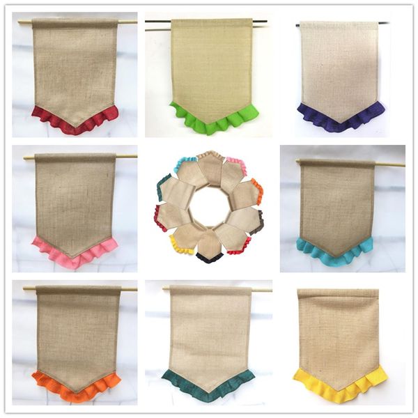 

fashion factory direct sale christmas party holiday party new decoration guide the flag diy linen garden flag coloured flags t7i0085