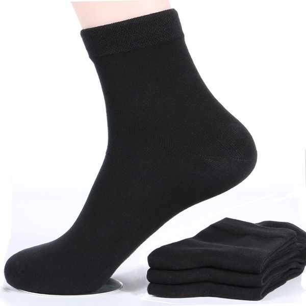 

cotton bamboo fiber classic meia business men happy socks casual good quality funny socks men 5 pairs calcetines, Black