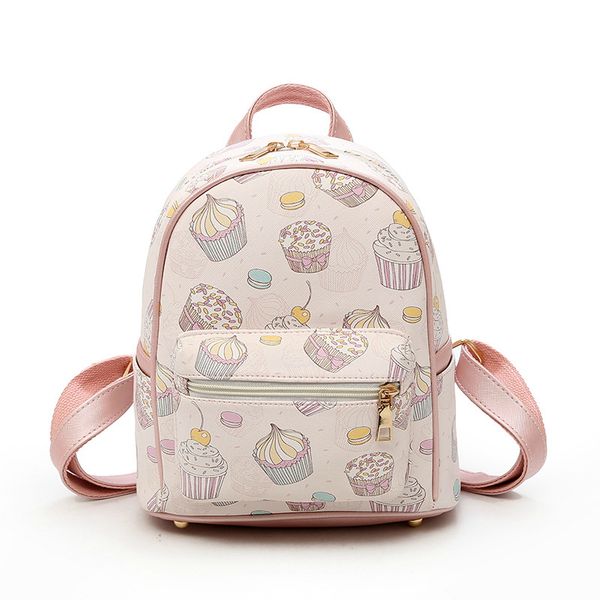 

kajie women pu leather lovely printing feminine backpack female small backpacks for teenage girls to school rucksack sac a dos