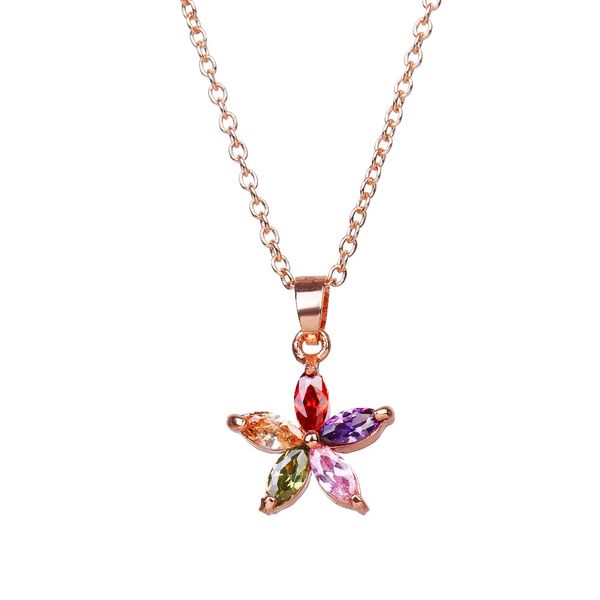 

bettyue brand fashion luxury charm multicolor cubic zircon flower shape jewelry necklaces for women party wedding elegance gift, Silver