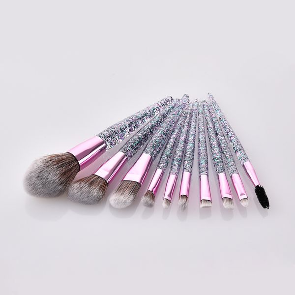 

10pcs Glitter Sequin Makeup Brushes Set Eye Shadow Concealer Eyelash Foundation Face Brush Cosmetic Beauty Tools