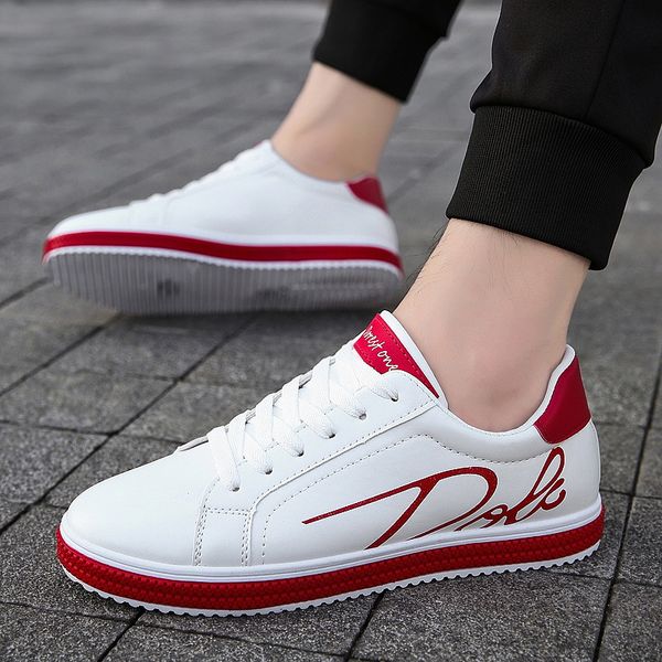 

men's white leather casual shoes sneakers brogue style fashion flats spring autumn male shoes loafers men, Black