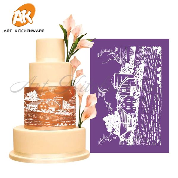 

new country cottage mesh stencil lace cake stencil cake decorating tools soft fabric stencils for fondant mold bakerymst-24