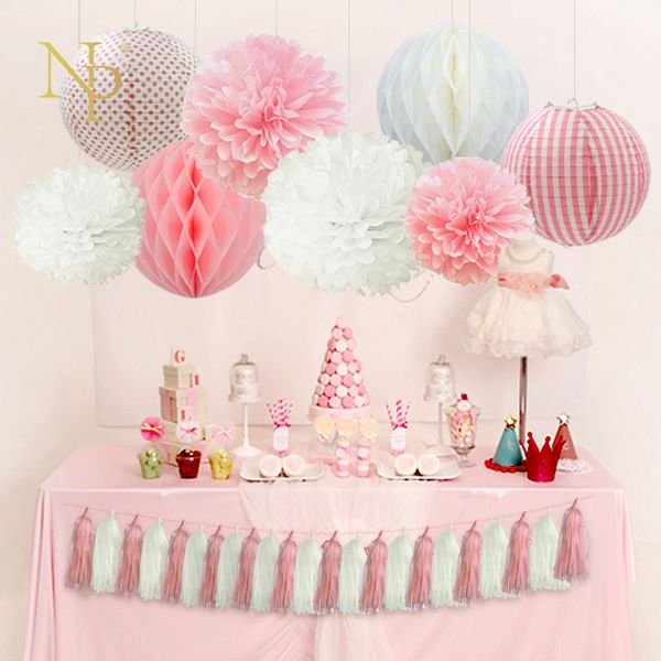 Nicro Wedding Birthday Party Paper Diy Decor Set Pink Blue Red