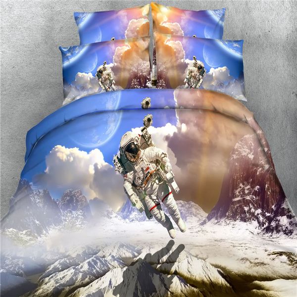 

100%cotton 3d astronaut 4pcs bedding set no comforter twin/full//king/super king size home textile ing