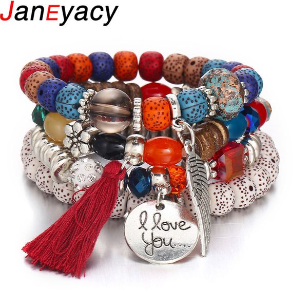 

european and american cross-border new products listed beaded multi-circle tassel bracelets women retro celebrity style jewelry, Black
