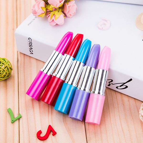 

Cute lip tick ball point pen kawaii candy color pla tic ball pen novelty item tationery dhl, Blue;orange