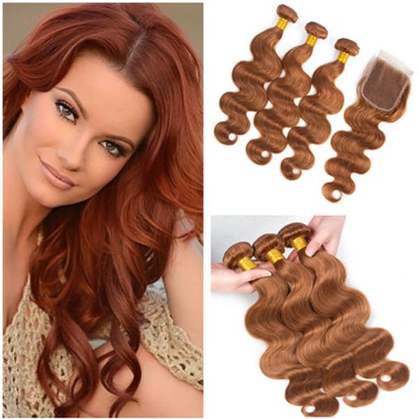 2019 30 Medium Auburn Virgin Malaysian Body Wave Human Hair 3
