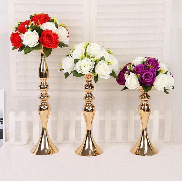 Portacandele da matrimonio 32/38 / 50cm candeliere argento / oro decorazione della casa strada piombo tavolo principale vaso composizione floreale puntello da sposa SN1510