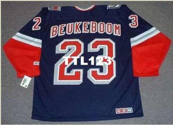 

mens #23 jeff beukeboom new york rangers 1998 ccm retro alternate home hockey jersey or custom any name or number retro jersey, Black;red