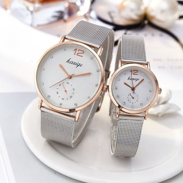 

casual steel strip temperament couple watch fashion silver series quartz watches elegant men's and women's wristwatches sale, Slivery;brown
