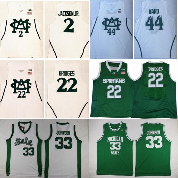 

Mens Michigan State Spartans University Jersey 2 Jaren Jackson Jr. 22 Miles Bridges 44 Nick Ward Basketball Jerseys White Fast Shipping