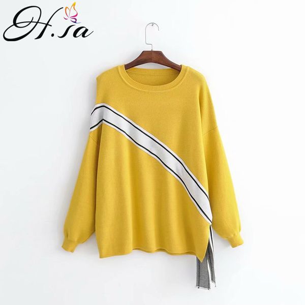 

h.sa 2018 new european style female knitted sweater pullover belong sleeve autumn sweater winter jumper harajuk sweaters, White;black