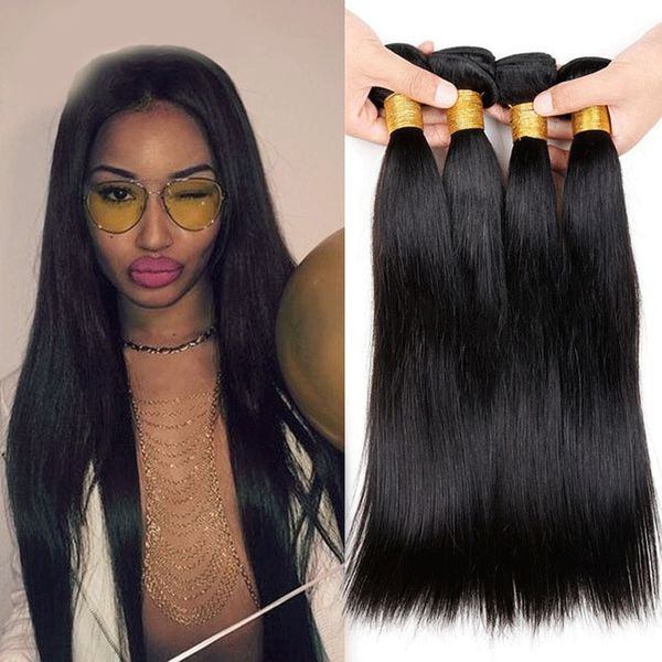 Mongolian Straight Hair Bundles Natural Black Color Non Remy Hair