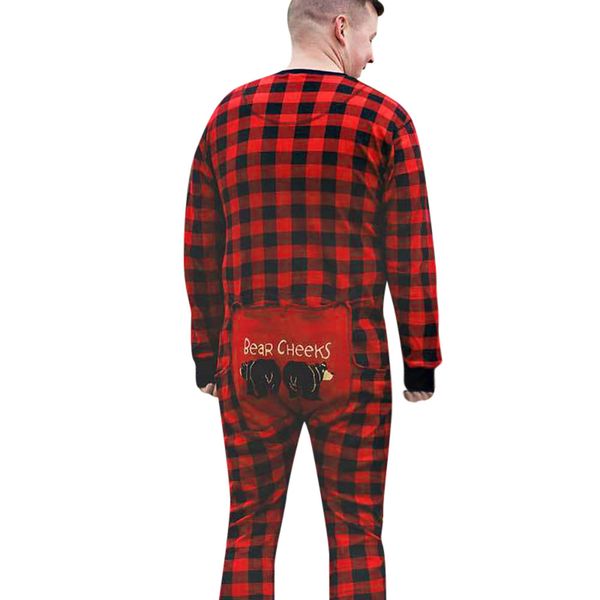 

long sleeve men family lattice jumpsuit men kid sleepwear nightwear romper drop shipping, Black