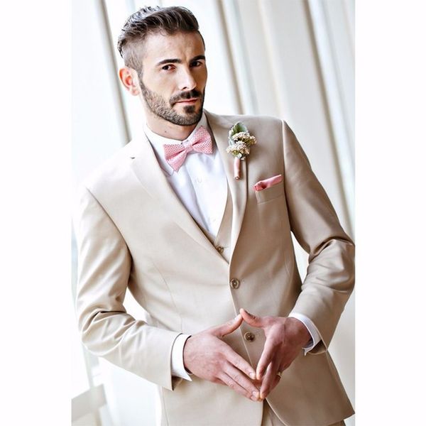 

slim fit beige men suits wedding groom tuxedos 3 pieces (jacket+pants+vest) bridegroom suits man prom formal blazer, Black;gray