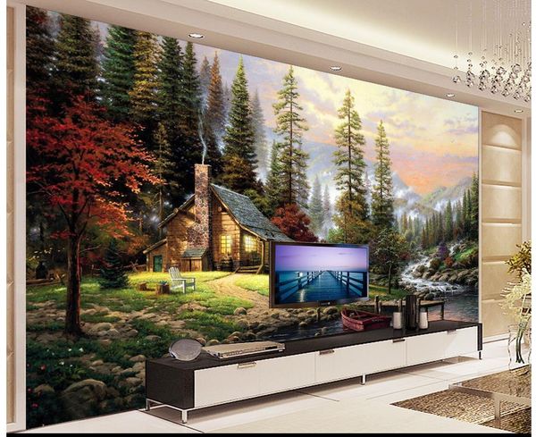 

landscape oil painting european pastoral warm tv background wall 3d murals wallpaper for living room