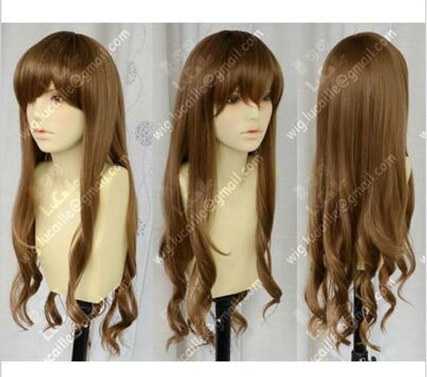 

fashion gentle long brown wavy curly hair wig new cos wig, Black;brown