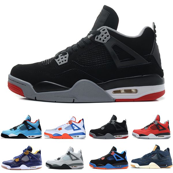 

4 4s Travis Scotts Cactus Jack Mens Basketball Shoes Raptors Tattoo Denim Eminem Pure Money Royalty White Cement men sports sneaker designer