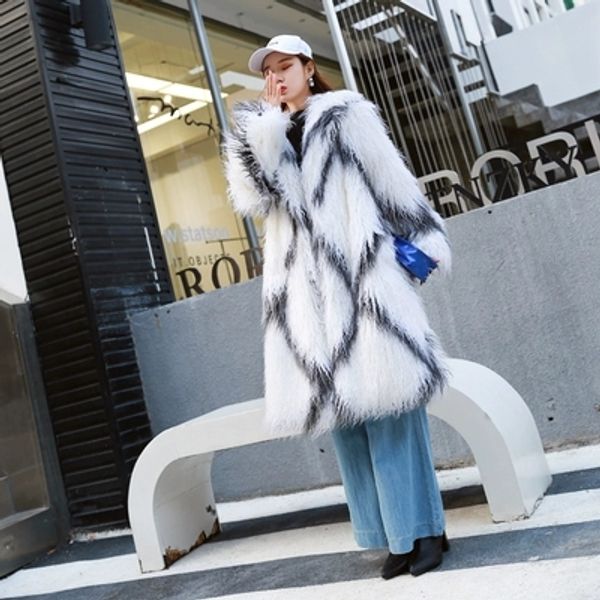 

2018 женщин новая мода искусственного меха пальто m43, Black