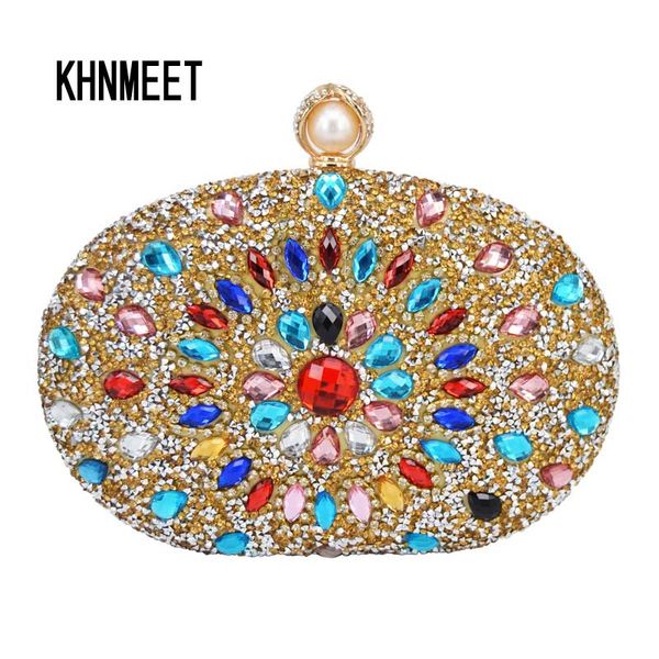 

colorful crystal evening bag clutch bags egg shape day clutches women shouder bags chain handbags