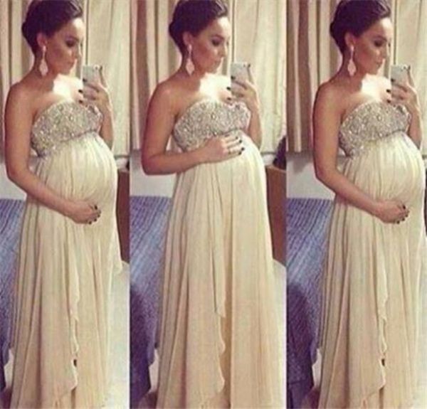 

maternity prom dresses for pregnant woman a line beaded sweetheart floor length chiffon formal evening gowns, Black;red