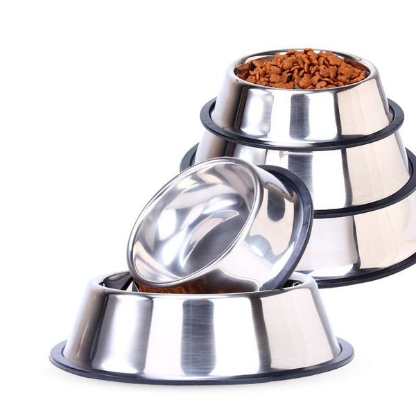 

stainless steel dog bowl round wear resistant practical pet feeders dishes anti skid ring cat dogs sturdy bowls many size 12 5yr zz