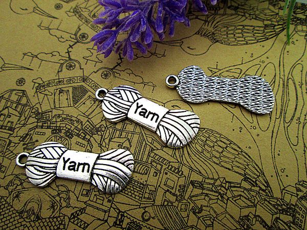 

45pcs--yarn charms,antique tibetan silver yarn charm pendant 12x31mm, Bronze;silver