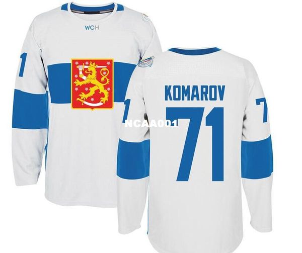 

real men real full embroidery 2016 world cup of hockey finland team jersey leo komarov hockey jersey or custom any name or number jersey, Black;red